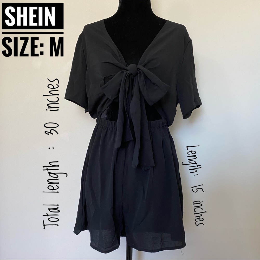 Front bow tie short sleeve romper